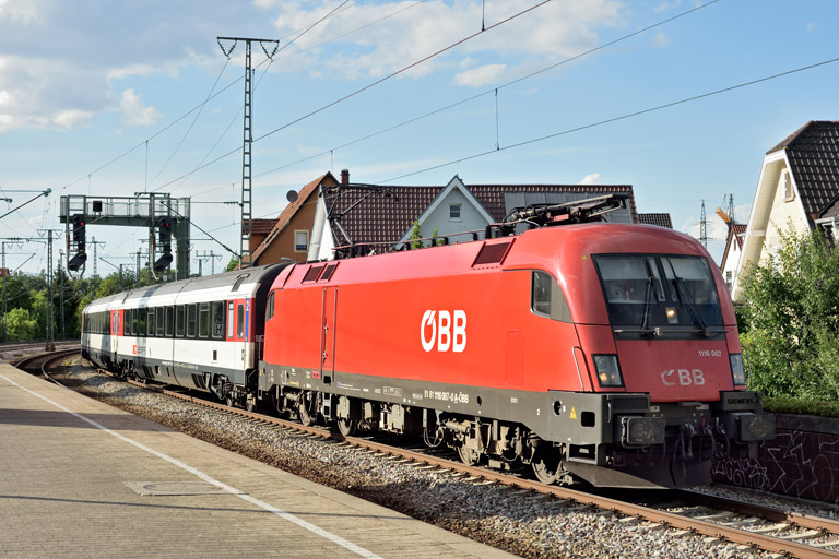 &Ouml;BB 1116 067 mit IC 283 bei km 16,8 (Juli 2022)