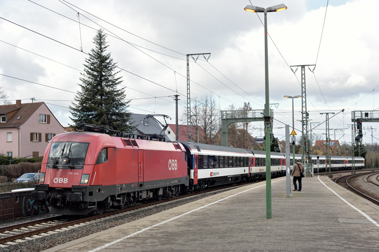 &Ouml;BB 1116 079 mit IC 187 bei km 16,8 (Februar 2022)