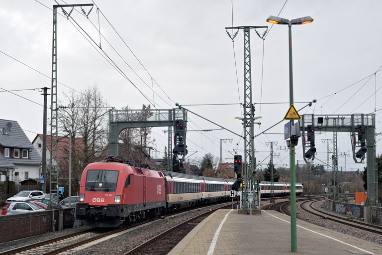 &Ouml;BB 1116 095 mit IC 185 bei km 16,6 (Februar 2022)