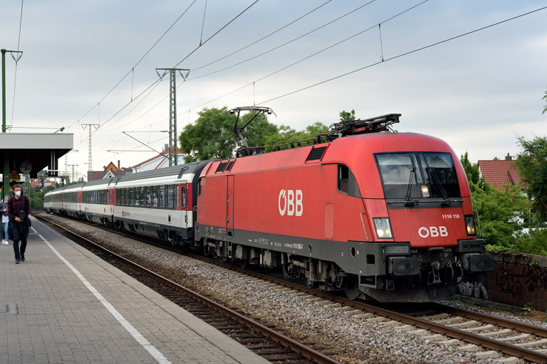 &Ouml;BB 1116 158 mit IC 283 bei km 16,8 (Juni 2022)