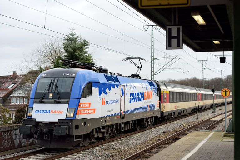 &Ouml;BB 1116 159 mit IC 188 bei km 16,8 (Januar 2022)