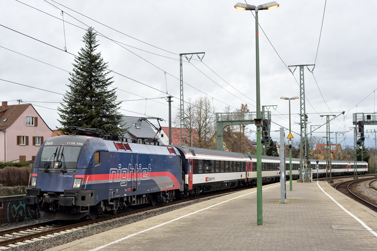 &Ouml;BB 1116 195 mit IC 187 bei km 16,8 (Februar 2022)