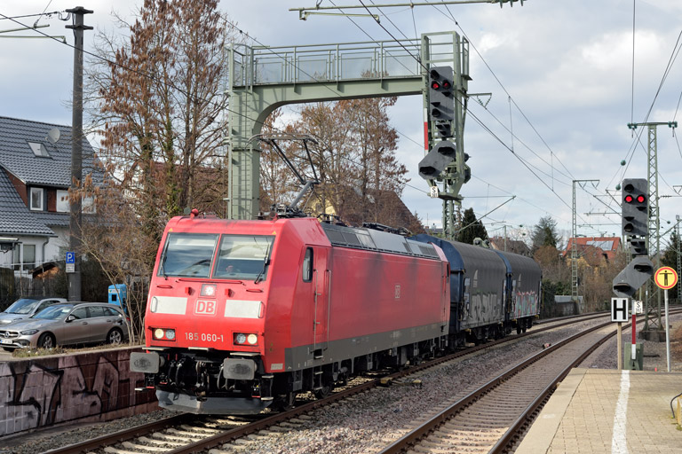185 060 mit GAG 47800 bei km 16,6 (Februar 2023)
