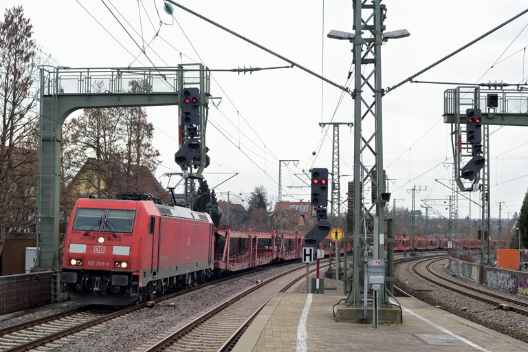 185 269 mit EZ 52094 bei km 16,6 (Februar 2023)
