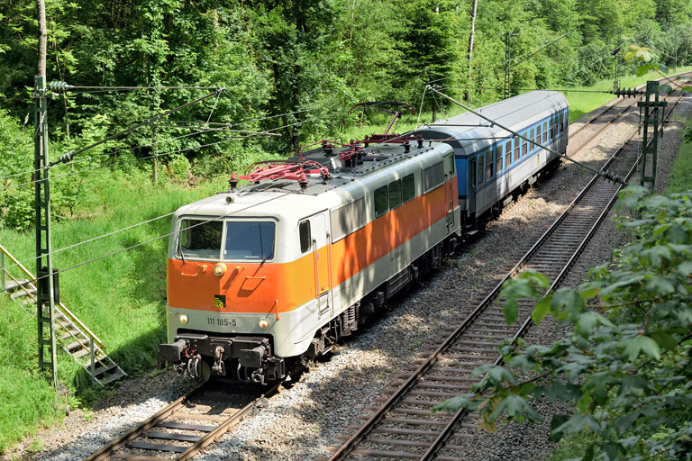 111 185 mit DLr 89037 bei km 11,6 (Juni 2024)