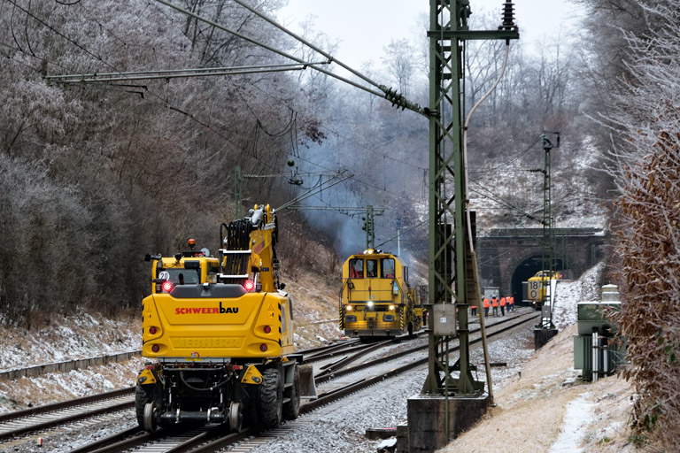 Gleis- und Weichenerneuerung bei km 18,0 (Januar 2024)