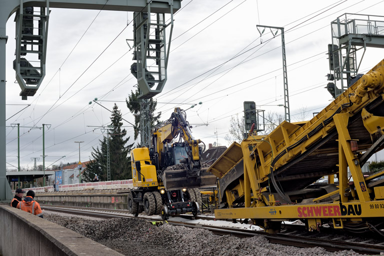Gleis- und Weichenerneuerung bei km 16,6 (Februar 2024)