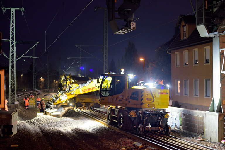 Gleis- und Weichenerneuerung bei km 16,6 (Januar 2024)