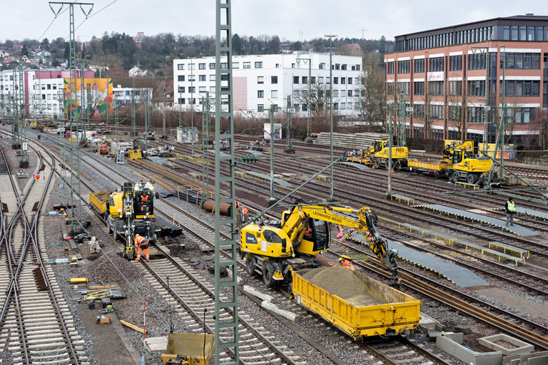 Gleis- und Weichenerneuerung bei km 16,0 (Februar 2024)