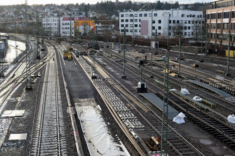 Gleis- und Weichenerneuerung bei km 16,0 (Januar 2024)