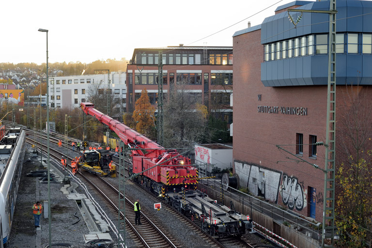 Schienenkranwagen bei km 16,0 (November 2025)