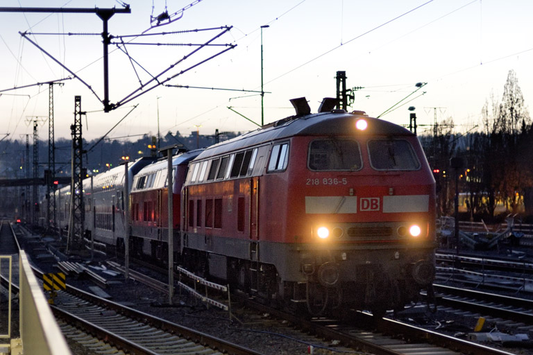 218 836 und 218 832 bei km 15,6 (Februar 2026)